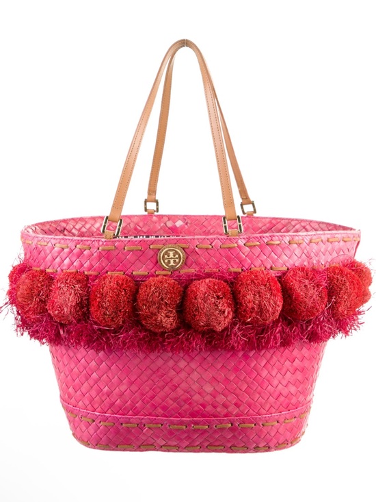 Tory Burch Handbags - Tory Burch Handwoven Nora Bucket Tote in Red and Pink